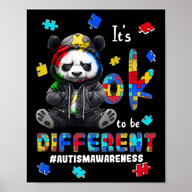It's Ok To Be Different Autism Panda  Poster (Front)