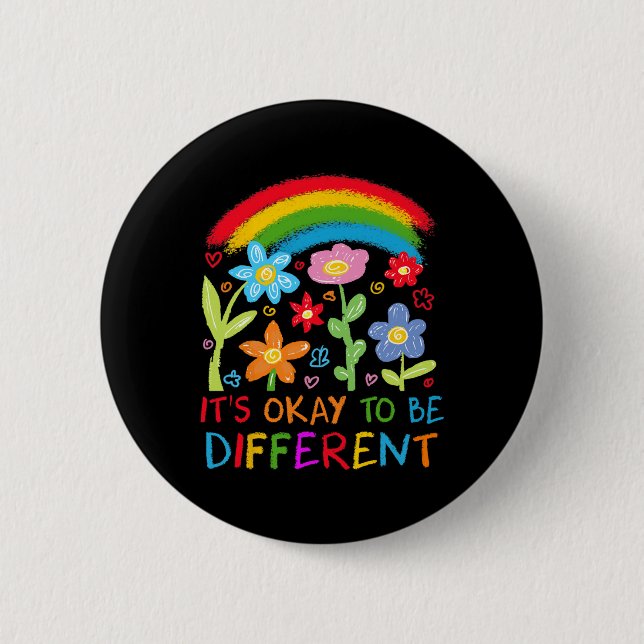 Its Ok To Be Different Autism Rainbow Boho Neurodi 2 Inch Round Button (Front)