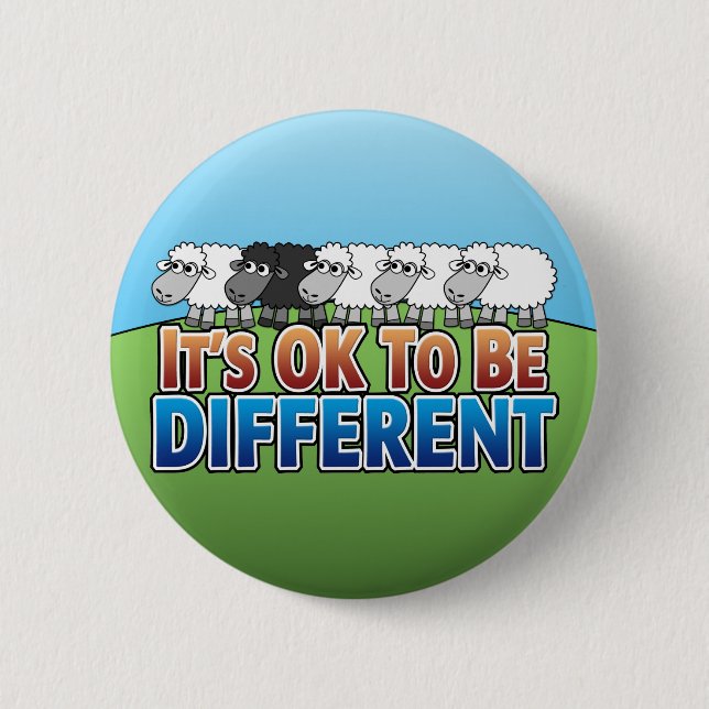 It's OK to be Different BLACK SHEEP 2 Inch Round Button (Front)