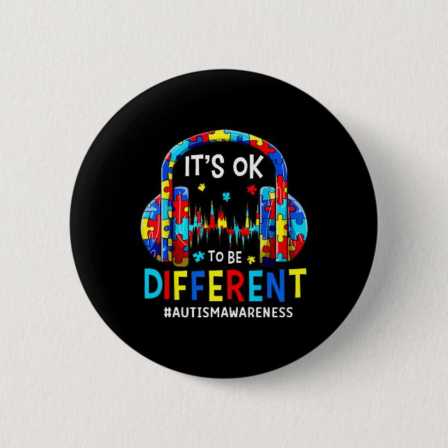 It's Ok To Be Different Cool Autism Awareness Game 2 Inch Round Button (Front)