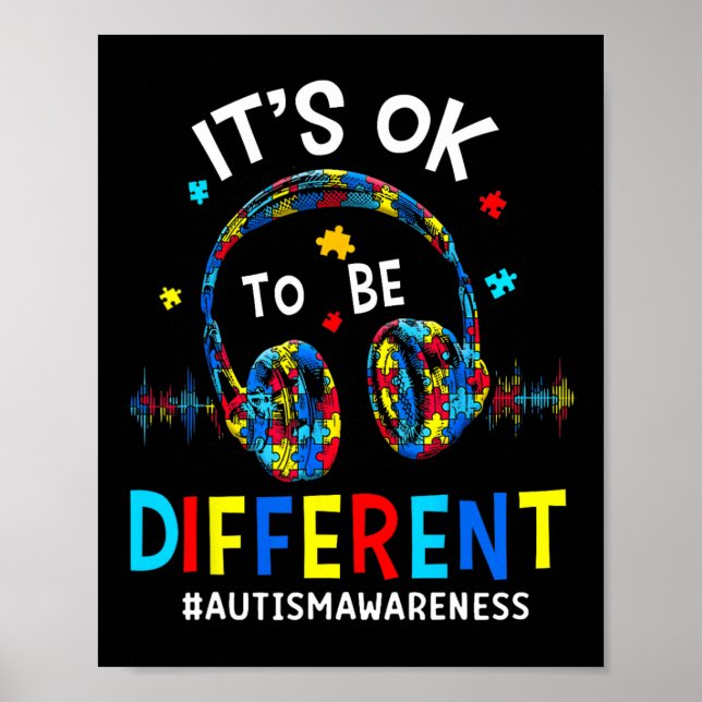 It's Ok To Be Different Cool Autism Awareness Game Poster (Front)