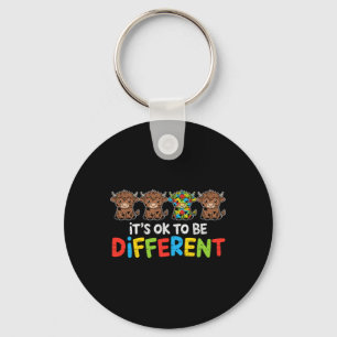 Its Ok To Be Different Cow Heifer Autism Awareness Keychain