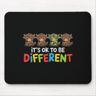 Its Ok To Be Different Cow Heifer Autism Awareness Mouse Pad