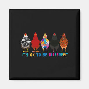 It's Ok To Be Different Cute Chickens Autism Aware Magnet