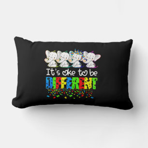 It's Ok To Be Different Cute Elephant Autism Aware Lumbar Pillow