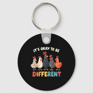 Its Ok To Be Different Cute Puzzle Chicken Autism Keychain