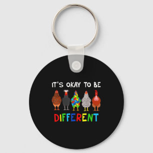 Its Ok To Be Different Cute Puzzle Chicken Autism Keychain