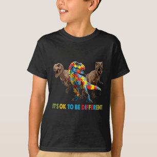 It's Ok To Be Different Dinosaur Autism Awareness T-Shirt