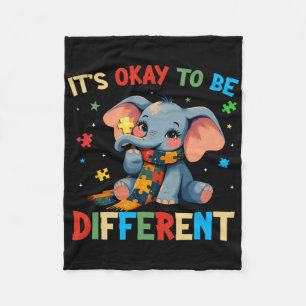 It's Ok To Be Different Elephant Autism Awareness Fleece Blanket