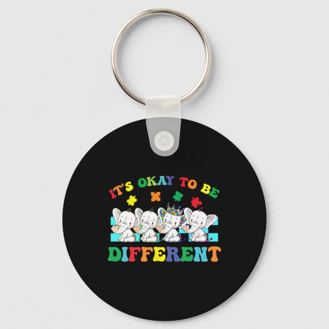 It's Ok To Be Different Elephant Autism Awareness  Keychain (Front)