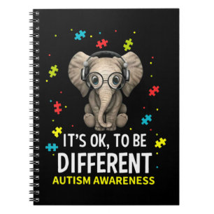 It's ok to be different elephant autism awareness  notebook