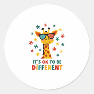 It's Ok To Be Different Giraffe Autism Awareness B Classic Round Sticker