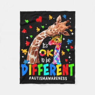 It's Ok To Be Different Giraffe Autism Awareness B Fleece Blanket
