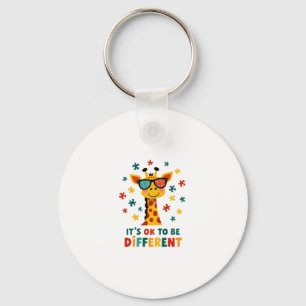 It's Ok To Be Different Giraffe Autism Awareness B Keychain