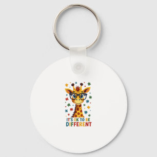 It's Ok To Be Different Giraffe Autism Awareness B Keychain