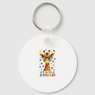 It's Ok To Be Different Giraffe Autism Awareness B Keychain