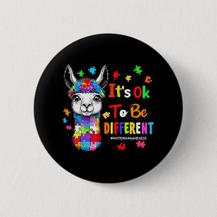 It's Ok To Be Different Llama Autism Awareness Boy 2 Inch Round Button
