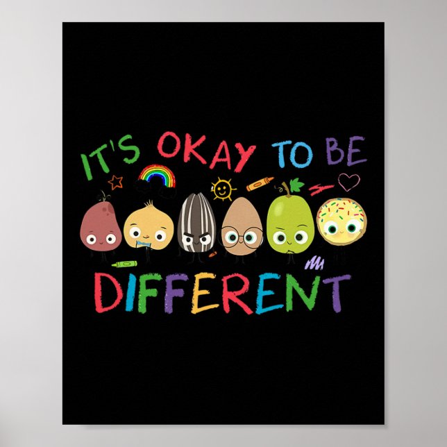 It's Ok To Be Different Motivational Autism Awaren Poster (Front)