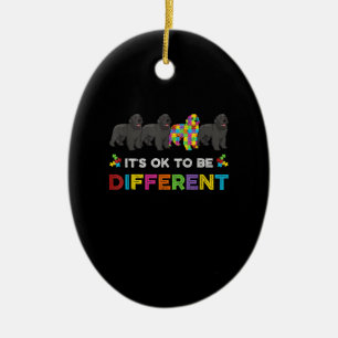 Its Ok To Be Different Newfoundland Autism Dog Ceramic Ornament