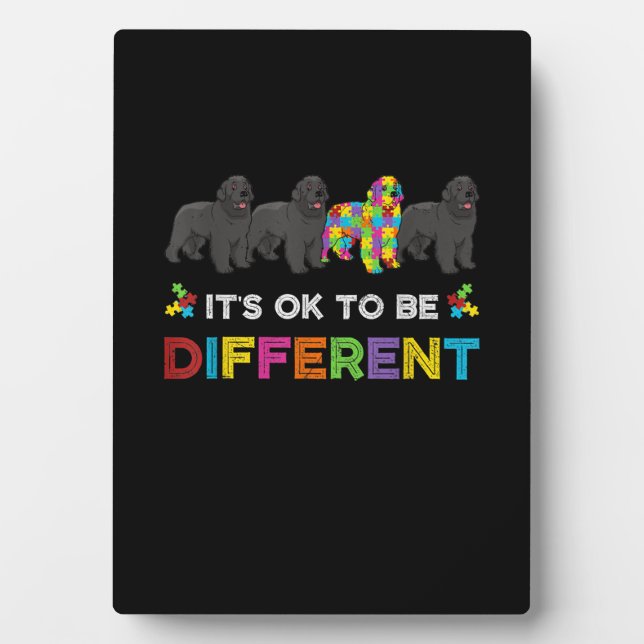 Its Ok To Be Different Newfoundland Autism Dog Plaque (Front)