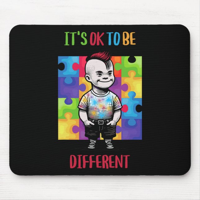 Its Ok To Be Different Ok Autism Awareness  Mouse Pad (Front)