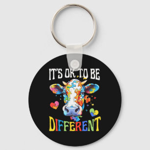 It's Ok To Be Different Puzzle Cow Autism Awarenes Keychain