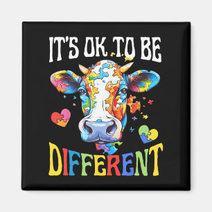 It's Ok To Be Different Puzzle Cow Autism Awarenes Magnet