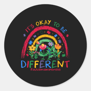 It's Ok To Be Different Rainbow Autism Awareness P Classic Round Sticker