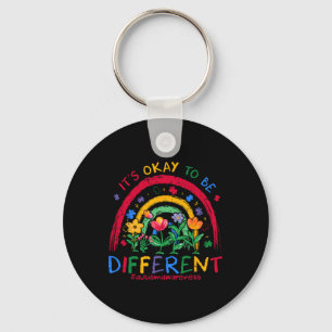 It's Ok To Be Different Rainbow Autism Awareness P Keychain