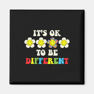 Its Ok To Be Different Retro Groovy Autism Awarene Magnet