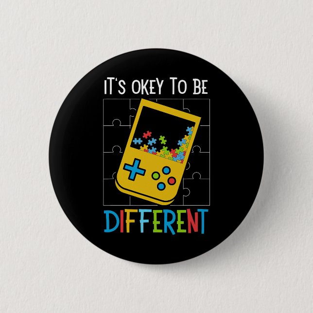 It's Ok To Be Different Video Game Controller Auti 2 Inch Round Button (Front)