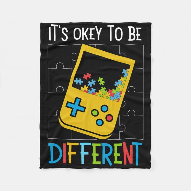 It's Ok To Be Different Video Game Controller Auti Fleece Blanket (Front)