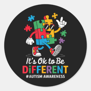 Its Ok To Be Little Different Puzzle Autism Awaren Classic Round Sticker