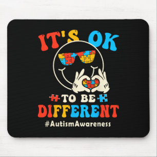 Its Ok To Different Autism Groovy Smile Face Puzzl Mouse Pad