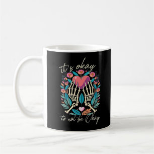 Its Ok To Not Ok Skeleton Hands With Heart Minimal Coffee Mug