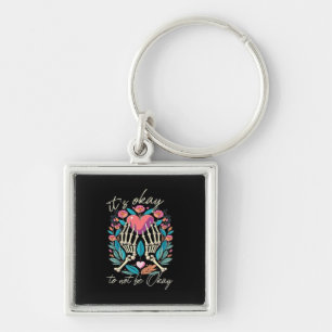 Its Ok To Not Ok Skeleton Hands With Heart Minimal Keychain