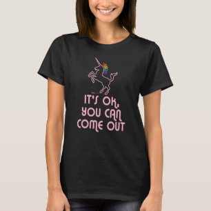 It's Ok You Can Come Out Unicorn Gay Pride Word De T-Shirt