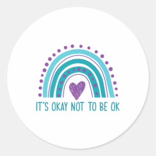 Its Okay Not To Be Ok Retro Rainbow Suicide Preven Classic Round Sticker