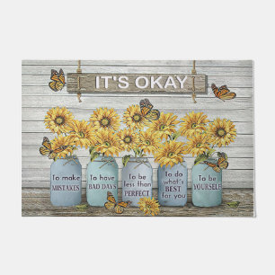 It's Okay Sunflower Doormat, Lovely Butterfly Mat