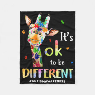 Its Okay To Be Different Giraffe Puzzle Autism Awa Fleece Blanket