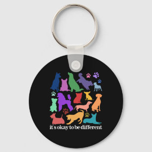 Its Okay To Be Different Rainbow Dog Mental Health Keychain