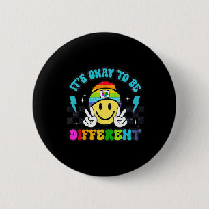 Its Okay To Be Different Smile Face Puzzle Autism 2 Inch Round Button