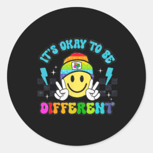 Its Okay To Be Different Smile Face Puzzle Autism Classic Round Sticker