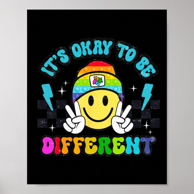 Its Okay To Be Different Smile Face Puzzle Autism  Poster (Front)