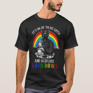 It's Okay To Be Goth And Also Love Rainbows Cat Lg T-Shirt