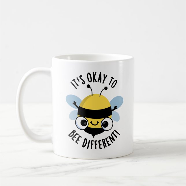 It's Okay To Bee Different Funny Bug Pun  Coffee Mug (Left)