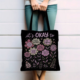 It's Okay To Boho Floral Tote Bag