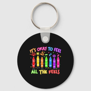 Its Okay To Feel All The Feels Mood Color Crayons Keychain