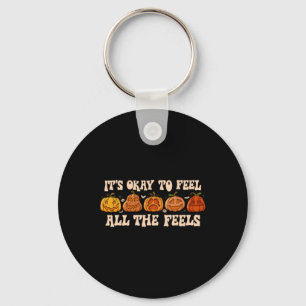 It's Okay To Feel Mental Health Fall Pumpkin Hallo Keychain