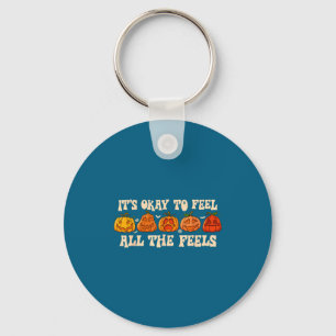 It's Okay To Feel Mental Health Fall Pumpkin Hallo Keychain